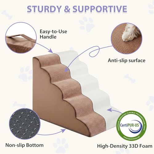 Dog Stairs for High Beds (Fleece Brown)