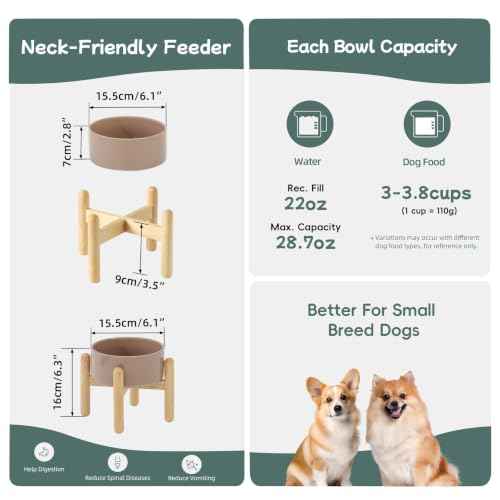 Ceramic Dog Bowls Elevated (Brown Coffee)