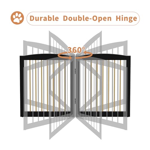 Freestanding Pet Gate for Dogs (24" Height-4 Panel / Black & Gold)