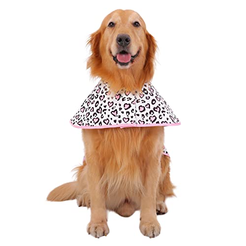 Dog Raincoat with Hood & Leash Hole S (X-Large / Leopard Hearts)