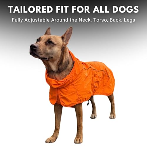 Dog Raincoat Waterproof Rain Jacket w (Orange / X-Large)
