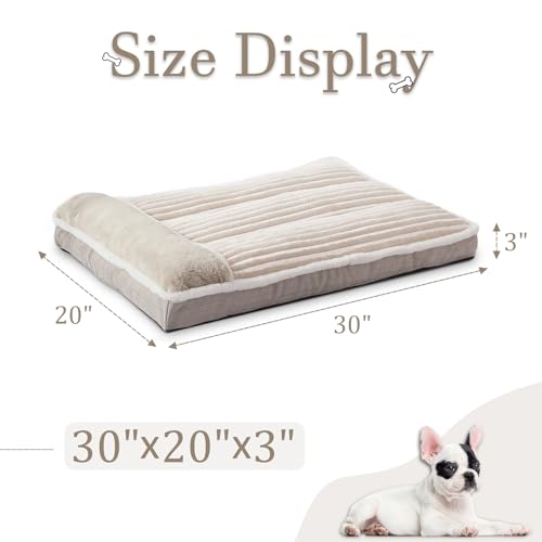 Dog Bed for Large Dogs (Beige / Medium:(30"L x 20"W x 3"Th))