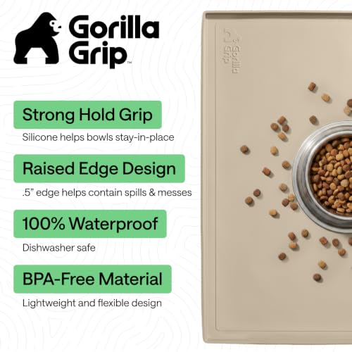 Waterproof Dog Food Mat (Beige / 12" x 8")