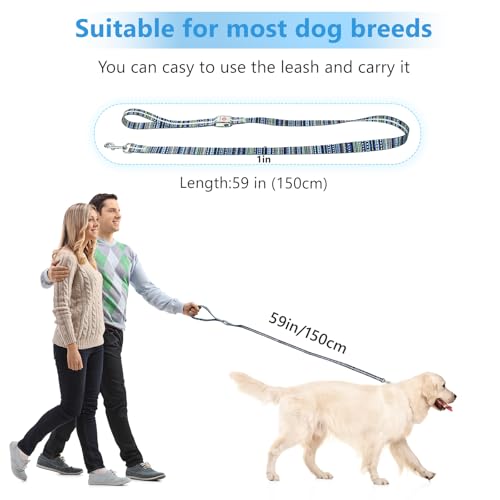Light up Dog Leash USB Rechargeable for Small Medium Large Dogs (Bohemian Blue / L59in/W1in)