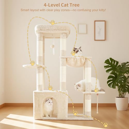 Heavy Duty Cat Tree with Large Base for Large Indoor Cats HCT026M (Beige / L)