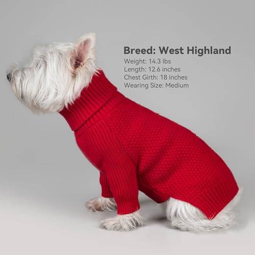 Dog Sweater Long Sleeve Warm Knit Sweaters for Medium Dogs Boy Girl (Red / X-Large)