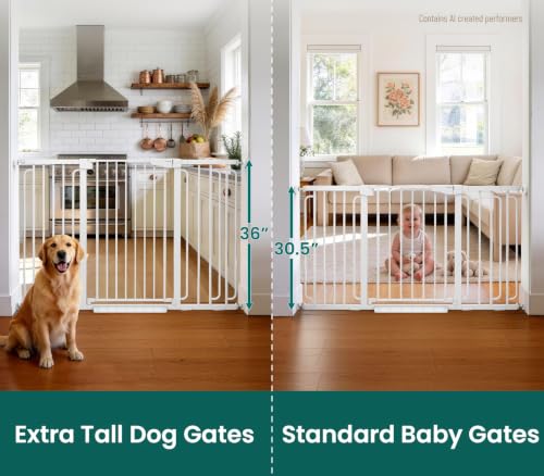 36" Extra Tall Baby Gate (White / 30.4"-56.8" W x 36" H)
