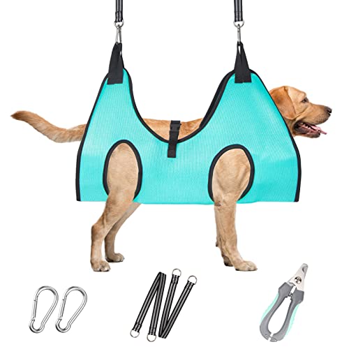 Dog Grooming Hammock (XL for X-Large Dogs 80LB / Green)