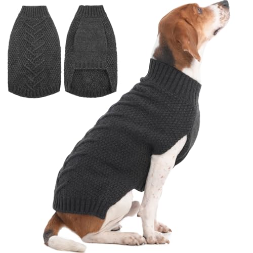 Dog Sweater Large Size Dog (X-Large(Chest:24.4 in) / Grey)