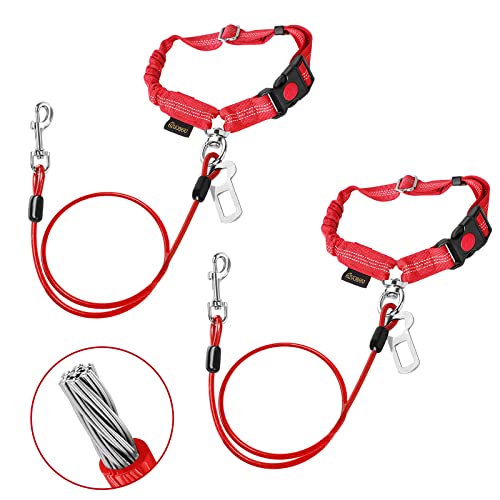 Chew Proof Dog Car Seat Belt (Red / 2 Pack)