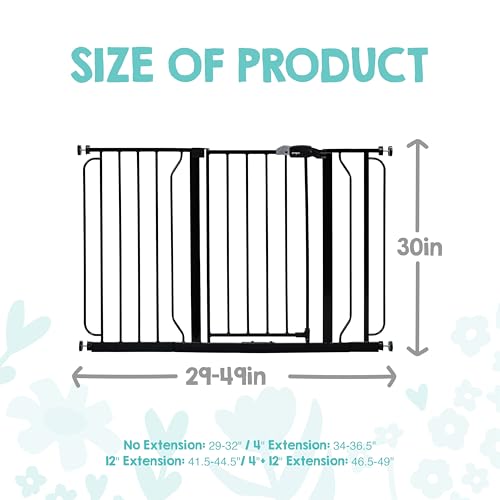 Safety 29" 49" Extra Wide Baby Gate (Black / 29-49"W x 30"H)