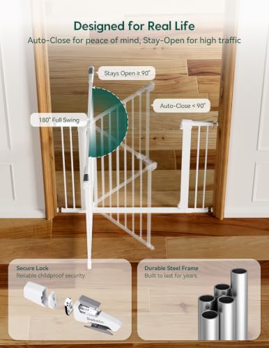 Pressure Mounted Baby Gate for Stairs (White / 30"Tall 29"-48" Wide(2 Pack))
