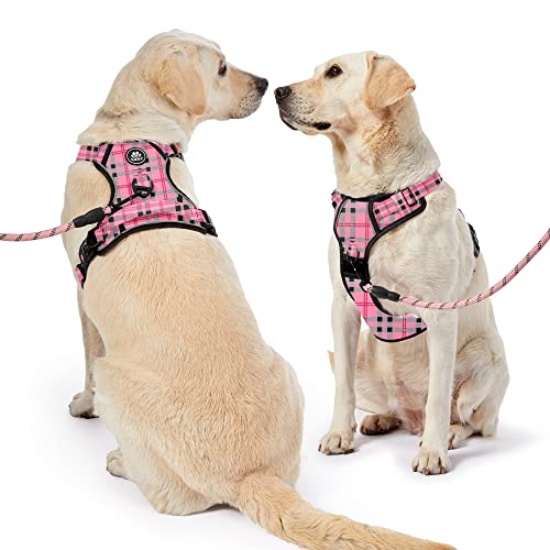 Dog Harness for Medium Sized Dog (Checkered Pink / Medium)