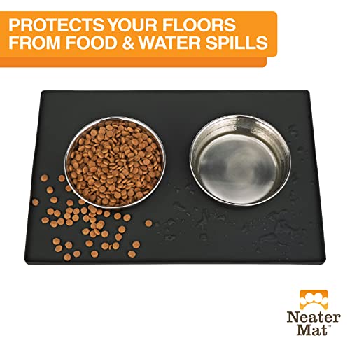 Neater Mat Pet Mats for Food and Water (24"L x 16"W / Midnight Black)