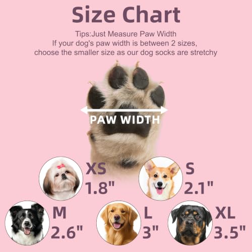 Dog Socks Shoes for Hot Pavement to Prevent Licking Paws (Pink / Small (Paw Width: 2.1"))