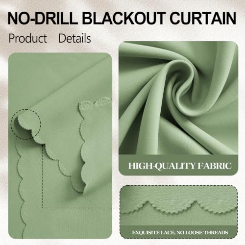 Self Adhesive Blackout Curtains (Sage Green / 47"W x 96"L (Pack of 1))