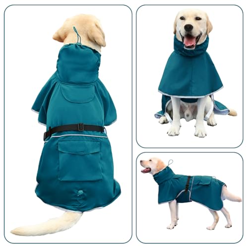Dog Raincoat Waterproof Rain Jacket for Giant Dogs Blue (Blue / 7XL-Fit for 111-160 pounds)
