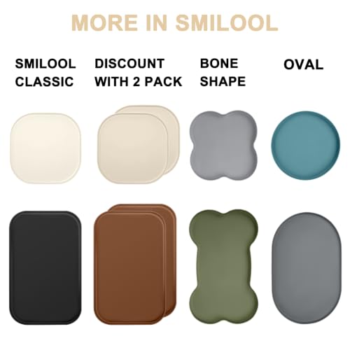 Waterproof Silicone Pet Food Mat with Raised Edge for Dog & Cat (Light Gray / 19"L x 12"W)