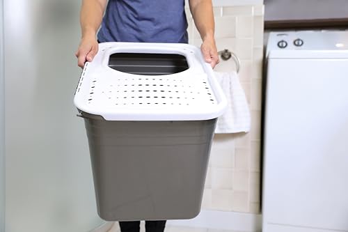 Enclosed Cat Litter Box with Hinged Lid (1 Count (Pack of 1) / Gray)