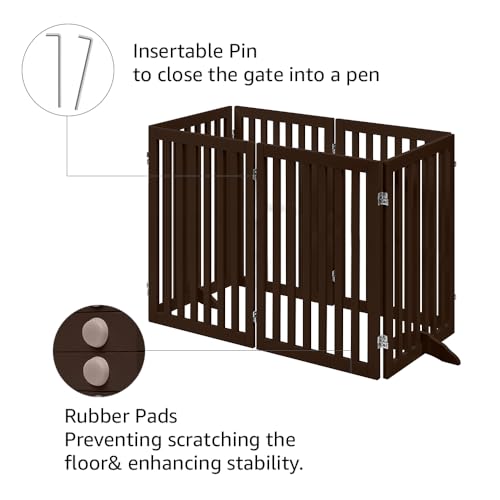 120" Extra Wide Pet Gate and Pet Playpen Combination for Dog Cat (Espresso / 120"W×36"H)
