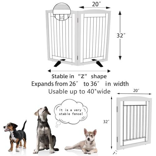 Freestanding Dog Fence Indoor (White / 【2 Panels】40''w x 32''h)