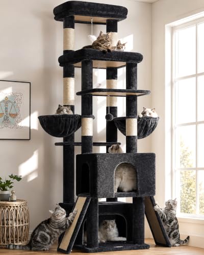 Z78 Heavy Duty Cat Tree for 20lbs Large Adult Cats (Dark Grey / 78 inch)