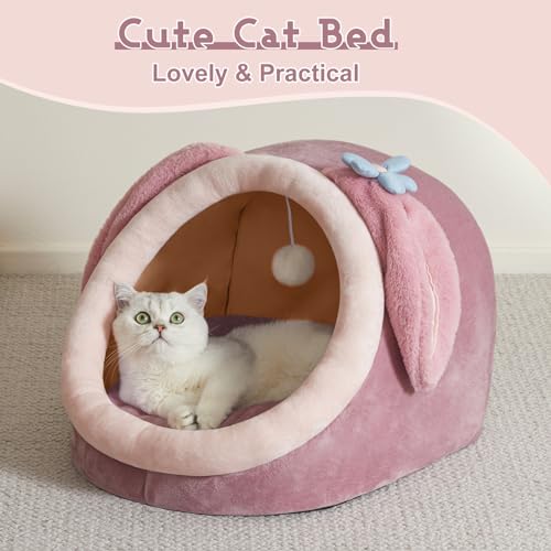 Cute Cat Bed for Indoor Cats (Large / Pink purple)