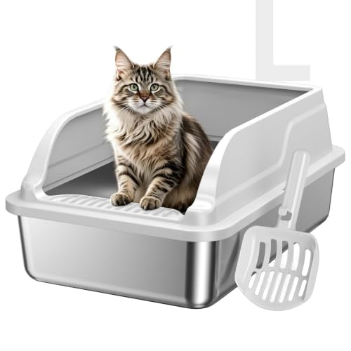Stainless Steel Cat Litter Box (Grey L)
