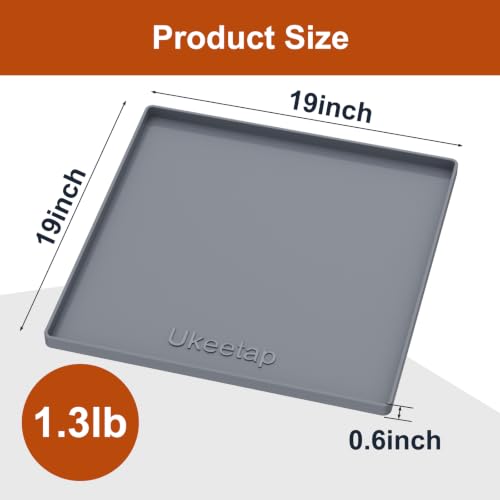 19" x 19" Extra Thick Silicone Mat Waterproof with Raised Edge (Gray / 19"L x 19"W)