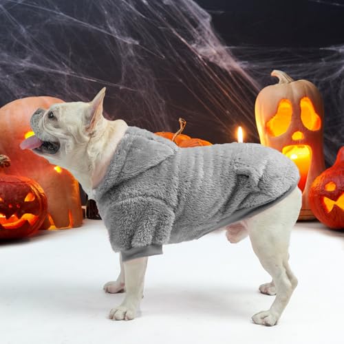 Fleece Dog Sweaters Hoodie for Small Medium Large Dogs Girls Boys (X-Small / Grey)
