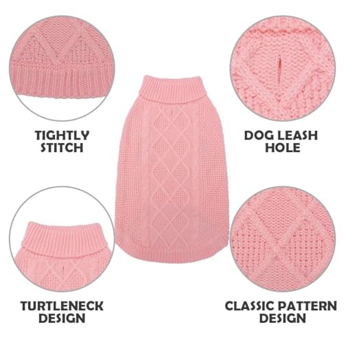 Turtleneck Dog Sweater (Large / Flesh Pink)