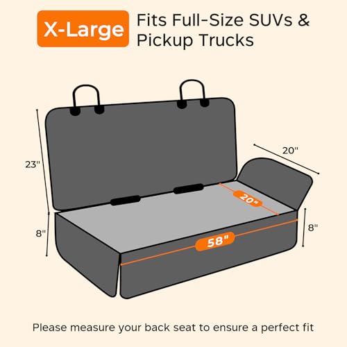 Dog Car Seat Cover for Back Seat (Matte Black / X-Large (58" W x 51" L))