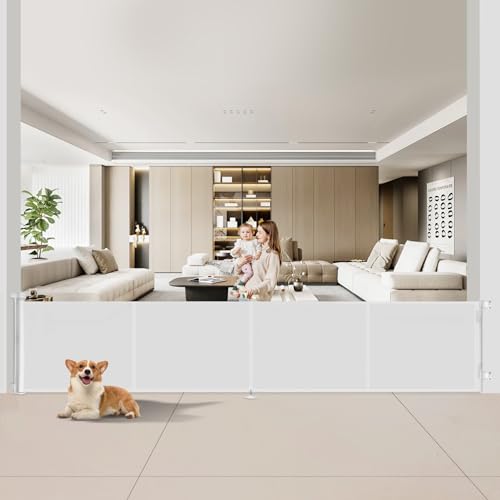 200 inch Reinforced Retractable Baby Gates 37 inch Tall (White / 37" Tall x 200" Wide)