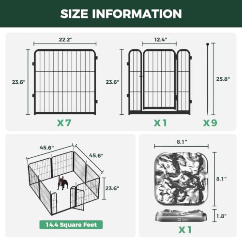 Rollick Dog Playpen with Stainless Steel Lick Mat (Black / 24"H)