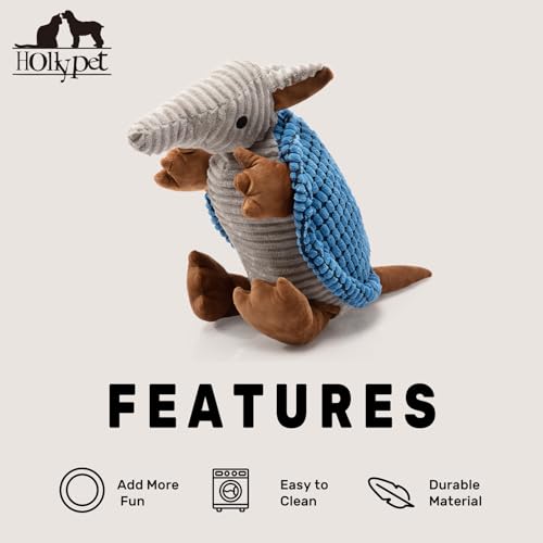 Armadillo Squeaky Dog Toys for Medium Large Dogs (14 IN / Blue)