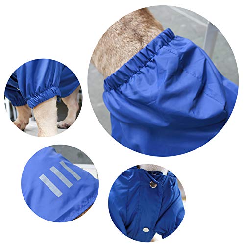 Dog Cold Weather Coats Water Resistant Raincoats Lightweight Windbreaker Hooded Jackets for French English Bulldog Pitbull Pug Boston Terriers Outdoor Rain Coat (Blue / X-Large ( 45 - 55 lbs ))