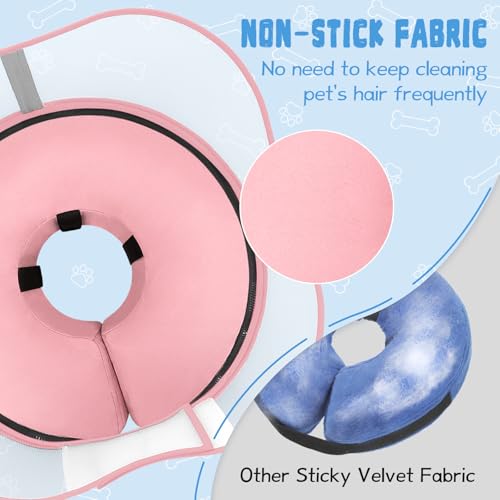 Elevated Inflatable Dog Cone Collar Alternative After Surgery (Solid Pink / S(Neck 7"-9.5"))