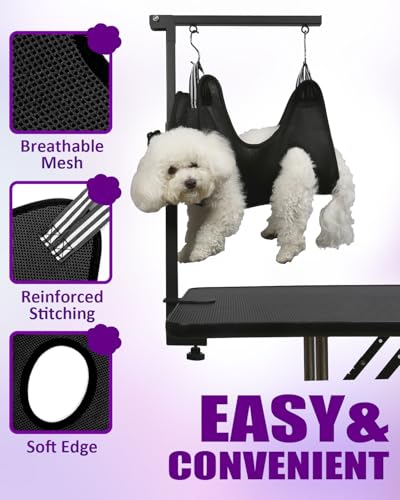 Adjustable Dog Grooming Arm with Clamp Dog Grooming Hammock and Loop Noose