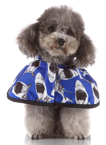 Dog Raincoat Hooded Reflective Waterproof Slicker Poncho (Shark / M(5-7 pound))