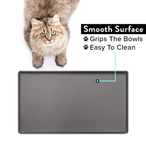 Premium Cat Food Mat (S: 19" x 11" / Carbon)