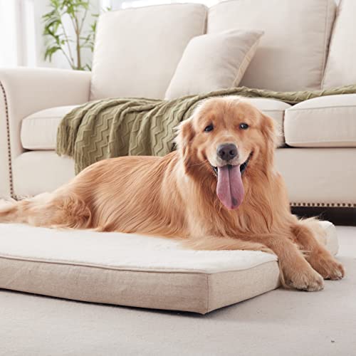 Cooling Dog Beds for Large Dogs (Beige / Large-35"x 22" x 3")