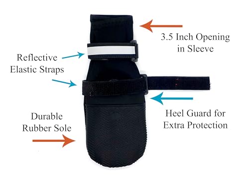 All Weather Neoprene Paw Protector Dog Boots with Reflective Straps in 5 Sizes! (XXL)