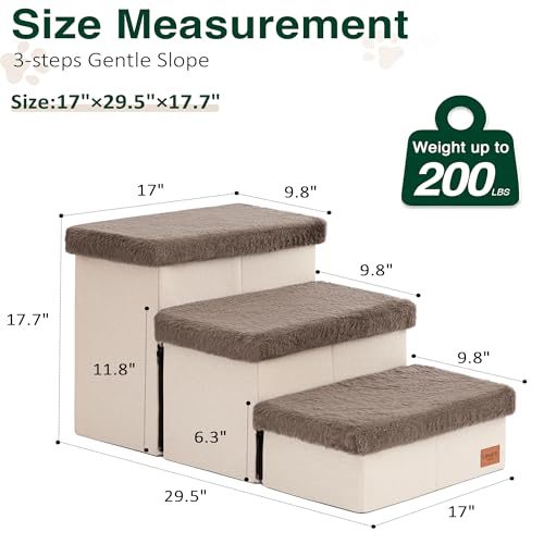 Dog Stairs for High Bed (Brown / 29.5" X 17" X 17.7" H)