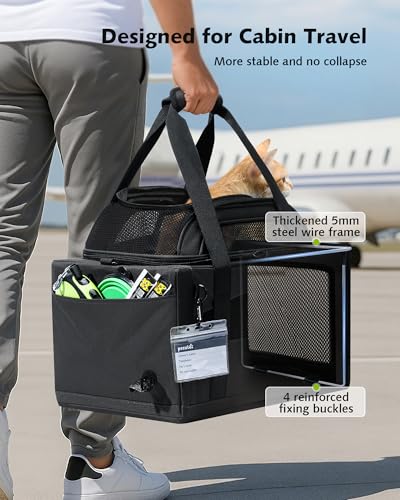 Top Expandable Airline Approved Pet Carrier for Cats (Dark Gray)
