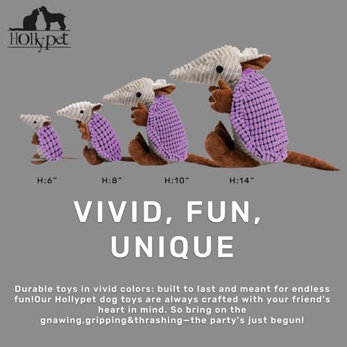 Armadillo Squeaky Dog Toys for Medium Large Dogs (10 IN / Purple)