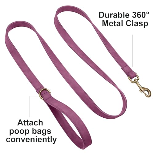 PU Leather Dog Leash for Small Dogs (Purple / 5/8''x 5FT)