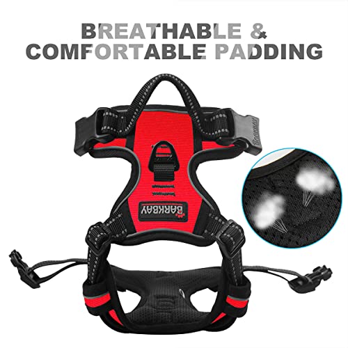 Dog Harness No Pull for Large Dogs Front Back Clips (Large(Chest:24.5-32.5") / Red)