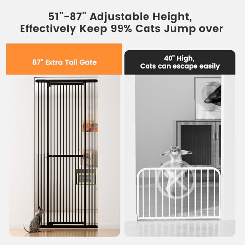 Extra Tall Cat Gate 51" (Black / 51-87"/130-220cm)