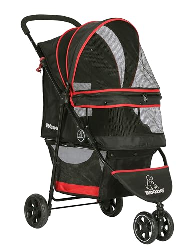 Escort 3 Wheel Dog Cat Pet Stroller for Small (Black/red / 33x37 Inch (Pack of 1))