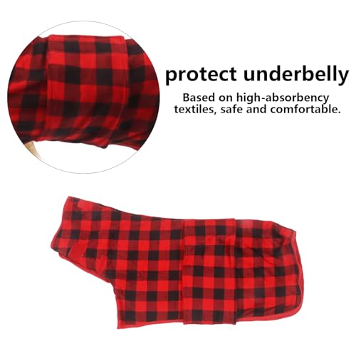 Dog Drying Coat (Small / Red Black Grid)